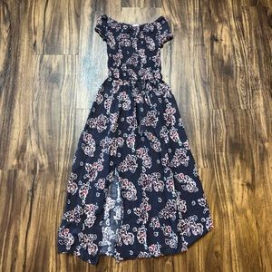 BP Purple Grey Floral Midi Dress with Slit